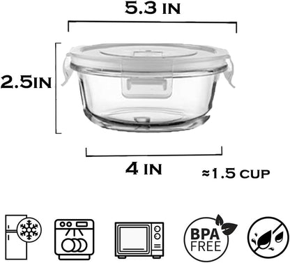 8 Pcs Square Glass Food Storage Container with Lids, 16OZ Square Glass Meal Prep Containers Set, 2 Cup glass Food Storage for Lunch Salad, Microwave, Oven, Freezer, Dishwasher Safe (4 Pack)