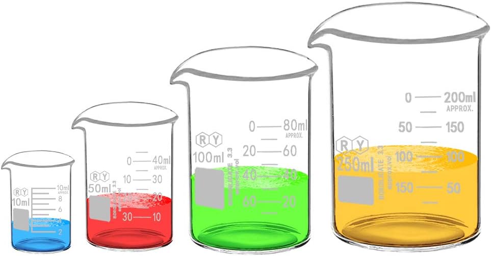 Graduated Glass Measuring Low Form Beaker Set (50ml+100ml+250ml)