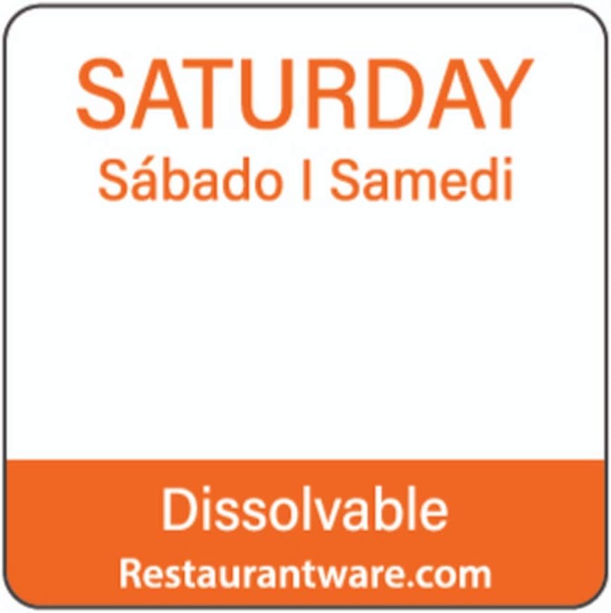 Restaurantware RW Smart 1 Inch x 1 Inch Food Rotation Labels 500 Dissolvable Food Safety Labels - Premium Trilingual Green Paper Day Of The Week Labels For Food Storage Or Prep Friday