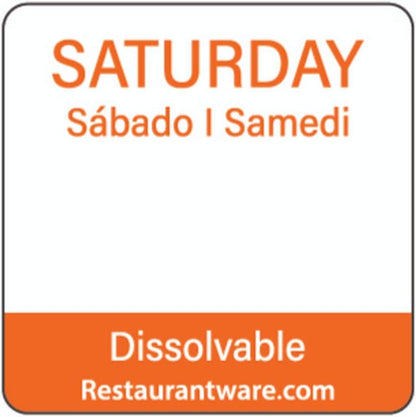 Restaurantware RW Smart 1 Inch x 1 Inch Food Rotation Labels 500 Dissolvable Food Safety Labels - Premium Trilingual Green Paper Day Of The Week Labels For Food Storage Or Prep Friday
