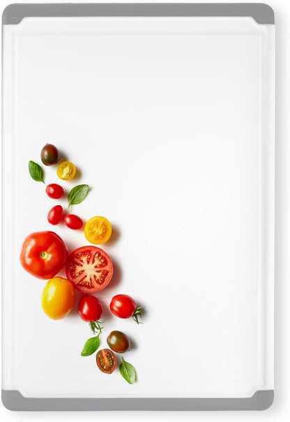 Plastic Cutting Board for Kitchen - Extra Large Cutting Board 18 Inch Reversible Chopping Board, Juice Groove, Non Slip Feet, Dishwasher Safe, BPA Free Large Cutting Board for Meat Vegetables Fruit