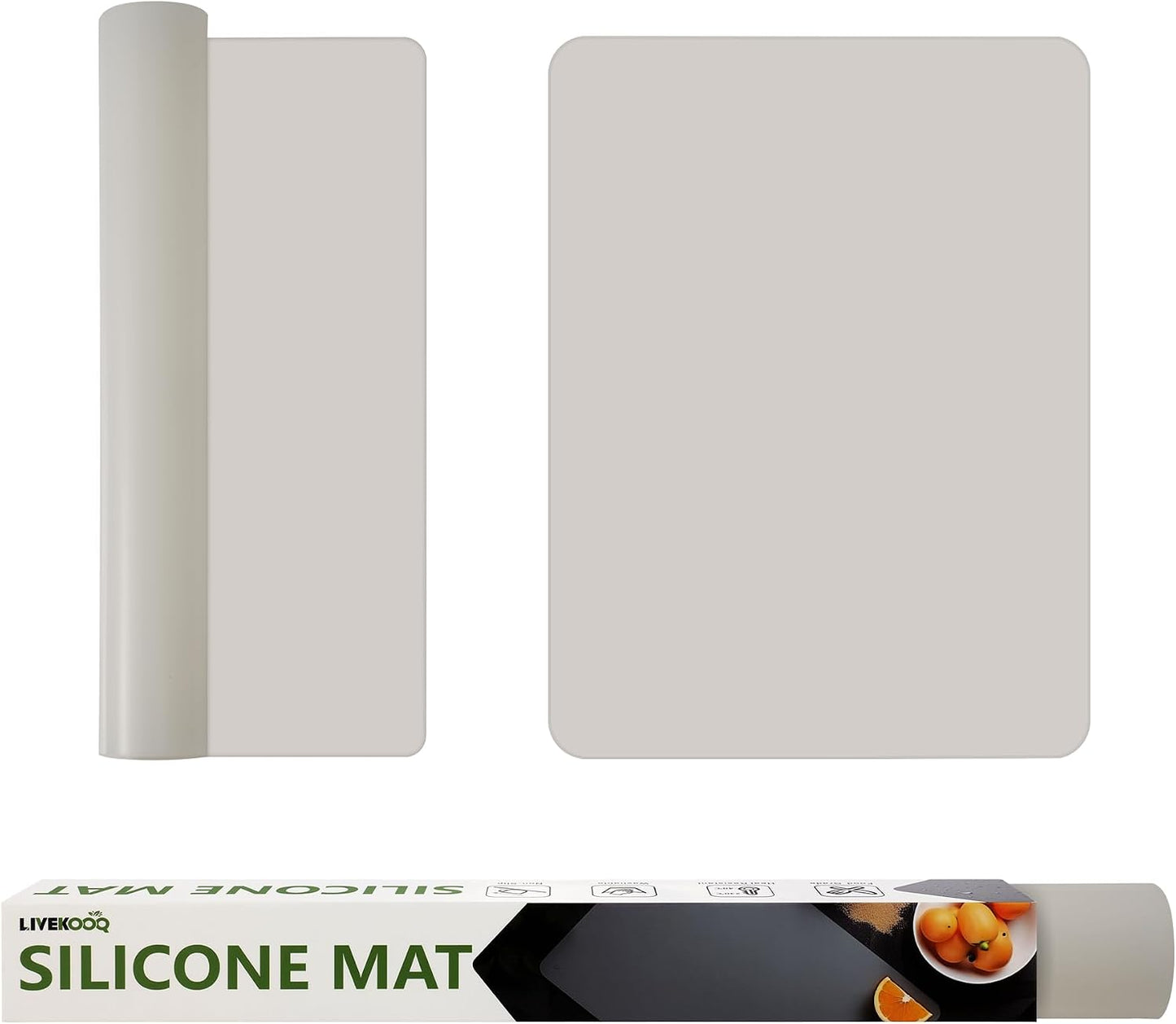Silicone Mat for Kitchen Counter, Silicone Mat Trimable to Size (Black, 15.7×11.8inch-2pcs), BPA-Free Silicone Placemat, Heat-Resistant NonSlip Table Mat for Air Fryer, Countertop Protector Mat