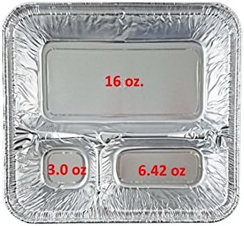 Handi-Foil Large Aluminum 3-Compartment Oblong Tv Dinner Tray Pan w/Lid 25/Pk (pack of 25)