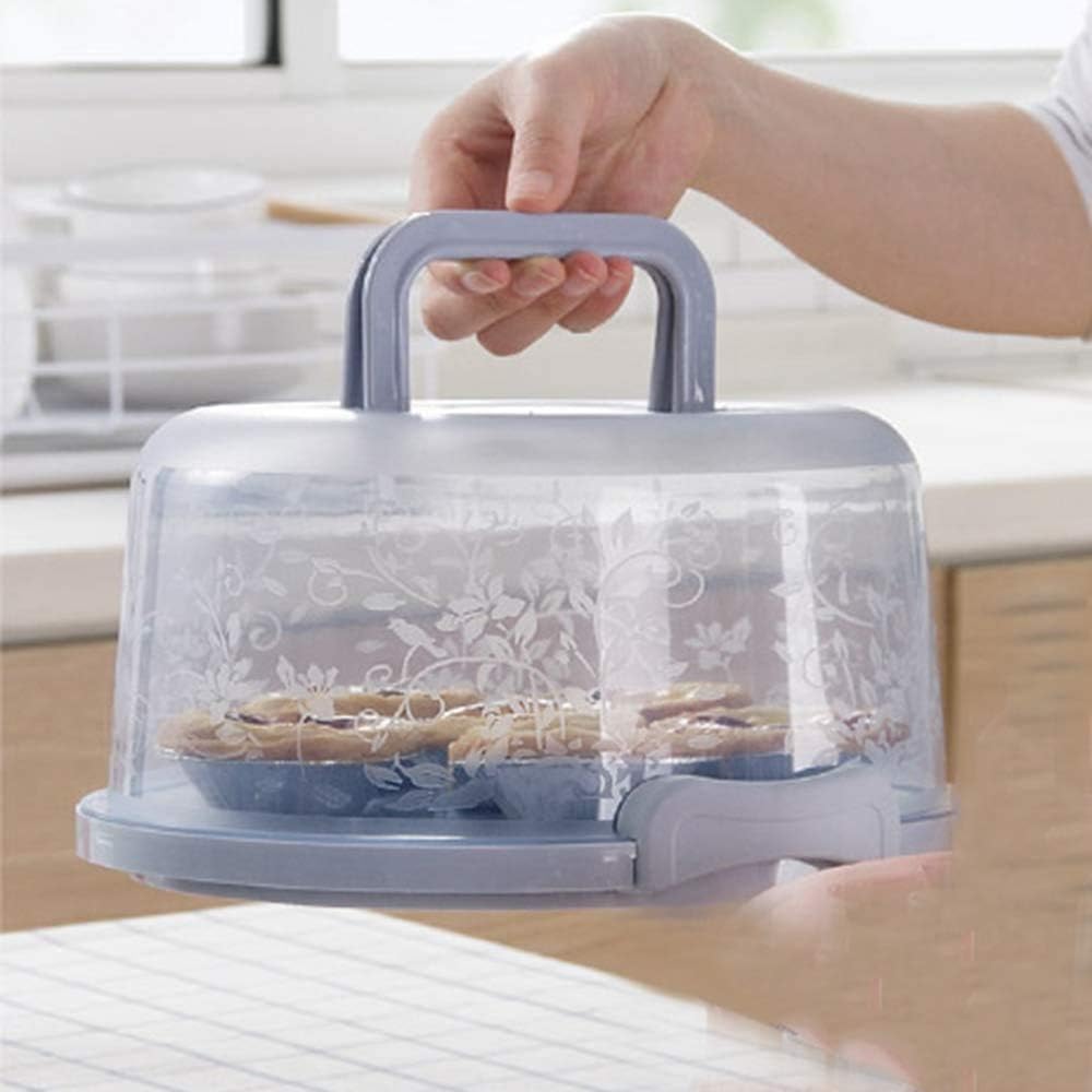 Plastic Small Cake Carrier Holder Cover Round Container with Collapsible Handles Suitable for 7 inch Diameter and 2.5 inch Height Cake (Pink)