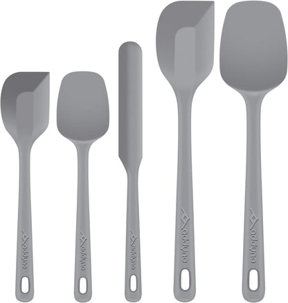 5-Piece Silicone Spatula Set for Baking, 446°F Heat Resistant Non-Stick Cooking Utensils, BPA-Free Food Grade Silicone Scrapers, Non-Scratch Flexible & Dishwasher Safe, Neutral