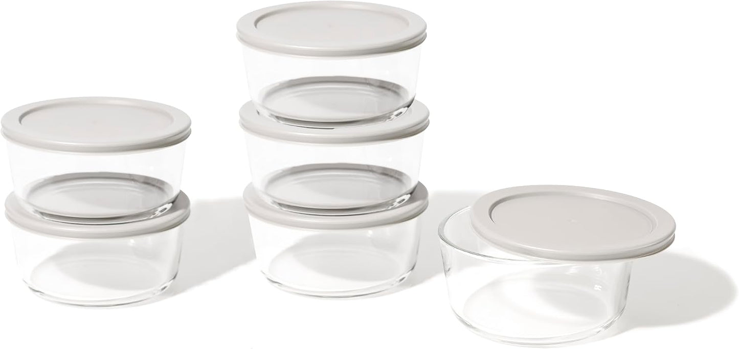6-Piece Glass Food Storage Containers Set (3 Containers + 3 BPA-Free Lids) | 2-Cup, Leakproof | Microwave, Freezer, Oven & Dishwasher Safe | Ideal for Meal Prep & Pantry Organization, Pistachio