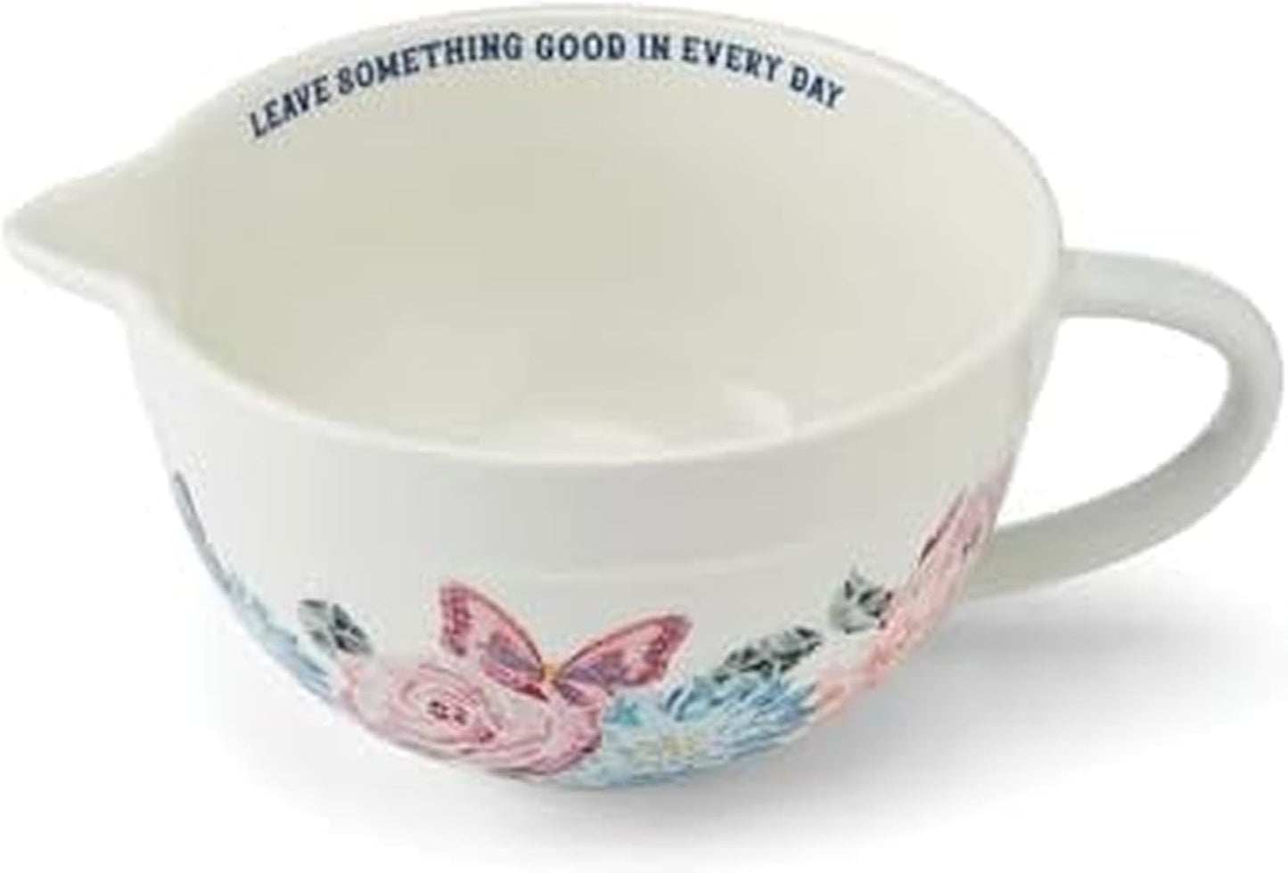 Dolly Parton Ceramic Batter Bowl, Mosaic Design with Inspirational Quote, Capacity, Spout and Handle, Dishwasher Safe, 2.5 Quart