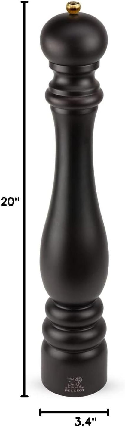 Peugeot Paris Classic Manual Pepper Mill - Adjustable Grinder - Beechwood, Chocolate, 7-Inch