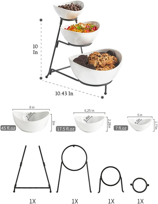 LYEOBOH 3 Tier Serving Bowls Set Serving Dishes with Stand for Entertaining