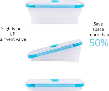 Collapsible Food Storage Containers with Lids, 4 Pack, 40 oz Silicone 1-Compartment Meal Prep Containers Reusable, Lunch Bento Boxes for Adults, Microwave Freezer Dishwasher Safe, BPA-Free, Black