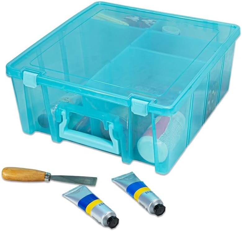 ArtBin 6990SO Super Satchel Double Deep Compartment Box - Art Storage with 8 Removable Compartments, Smart Closure for Craft Supplies (Gold - Pack of 1)