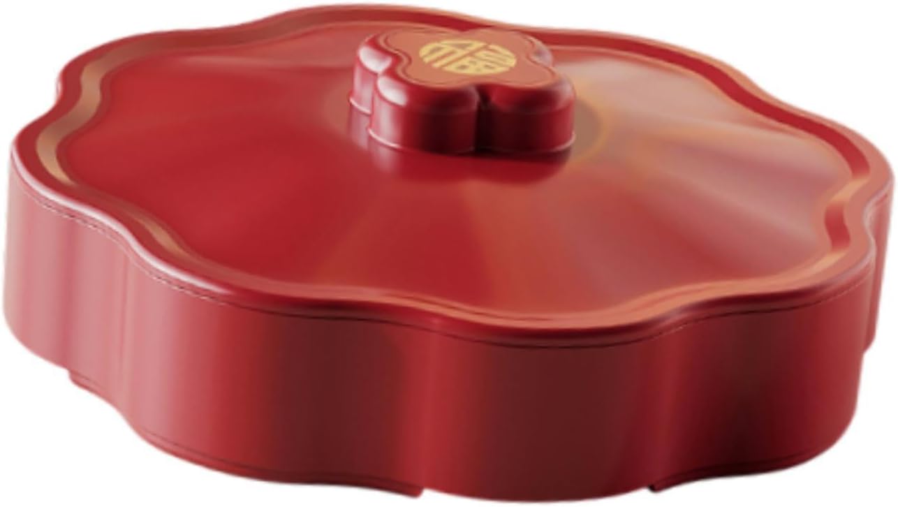 Generic Divided Serving Tray with Lid Serving Bowl Dessert Dish Snacks Platter Snackle Tray for Party Kitchen Chinese New Year Treats, 1 Tier