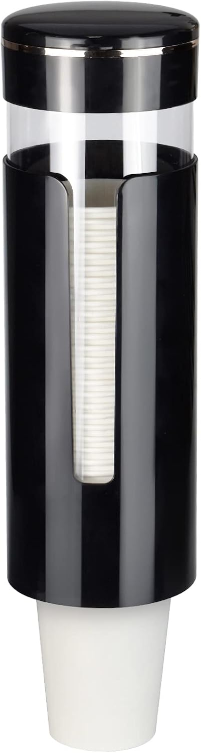 Cup Dispenser, Pull Type Water Cooler Cup Holder Fit 4oz-7oz Disposable Cups, Upgraded Wall Mounted Mouthwash Cup Dispenser for Bathroom Office Gym School -Black