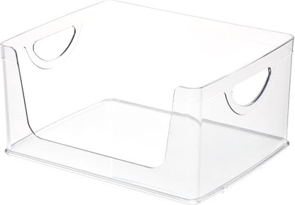 Plastic Open-Front Cabinet and Pantry Organizing Bin, Clear