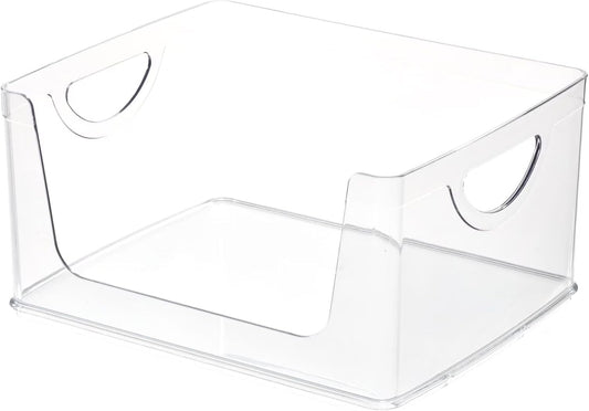 Plastic Open-Front Cabinet and Pantry Organizing Bin, Clear