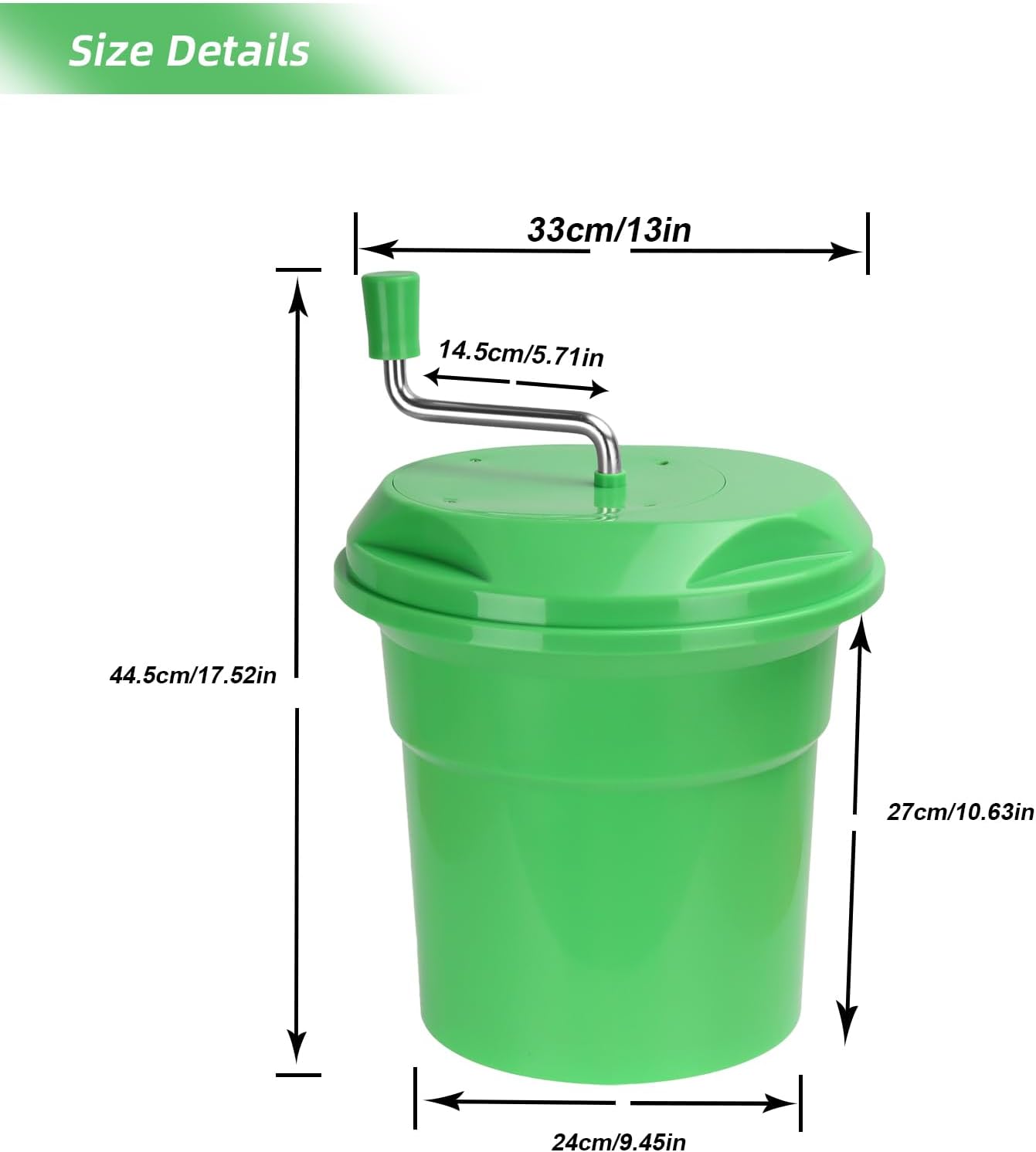 5 Gallon Salad Spinner,Large Capacity Vegetable Friuts Salad Dryer,Commercial Manual Salad Mixer for Restaurants Kitchen & Catering,Green & Orange. (Green, 5 Gallon)