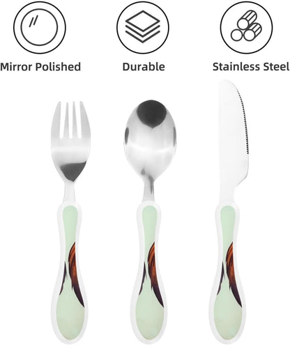3-Piece Kids Silverware Set With Storage Case, Stainless Steel Reusable Children Safe Knife Spoon Fork Set Sugar Skulls Children Flatware Set For Kids Lunch Box