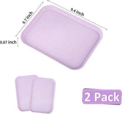 4 Pack Multicolo Plastic Serving Trays for Party Serving Food - Rectangular, 8.66 by 12 in, Heavy Duty Dessert Trays for Food Erving Platters for Party Tray Decor Veggie,Snack