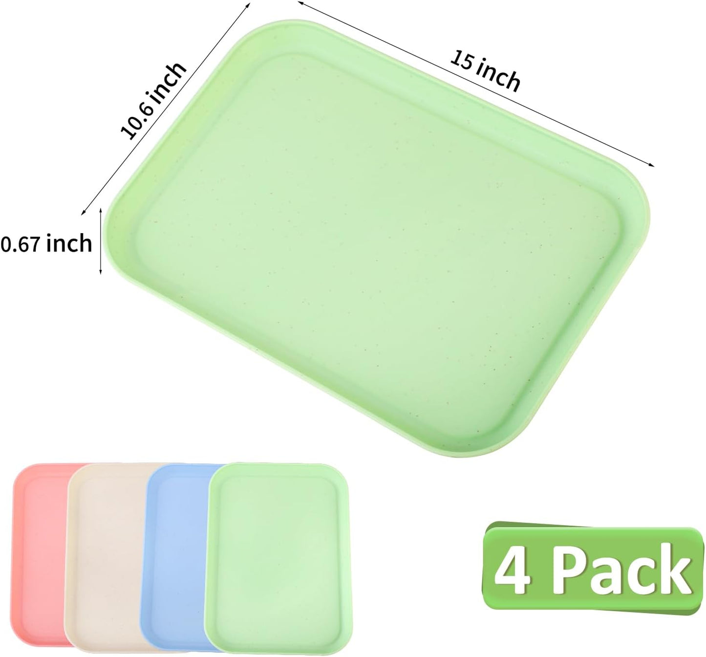 4 Pack Multicolo Plastic Serving Trays for Party Serving Food - Rectangular, 8.66 by 12 in, Heavy Duty Dessert Trays for Food Erving Platters for Party Tray Decor Veggie,Snack