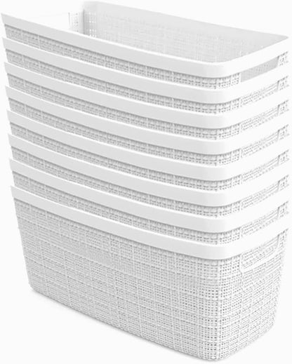 Curver Set of 4 Large 18L Easy Access Jute Decorative Plastic Organization and Storage Baskets - Perfect Bins for Home Office, Closet Shelves, Kitchen Pantry and All Bedroom Essentials, Black