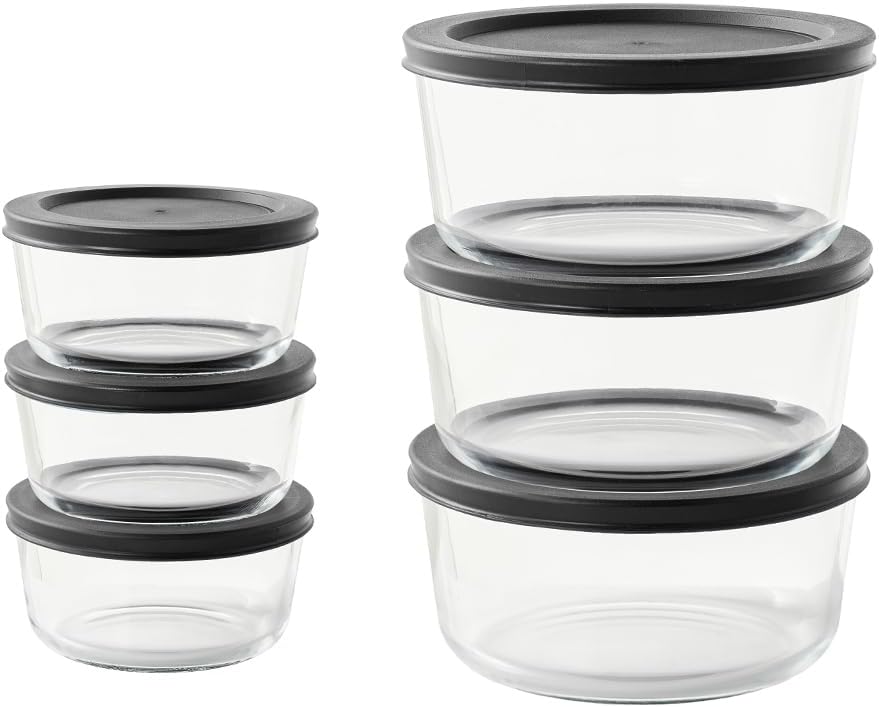 6-Piece Glass Food Storage Containers Set (3 Containers + 3 BPA-Free Lids) | 2-Cup, Leakproof | Microwave, Freezer, Oven & Dishwasher Safe | Ideal for Meal Prep & Pantry Organization, Pistachio