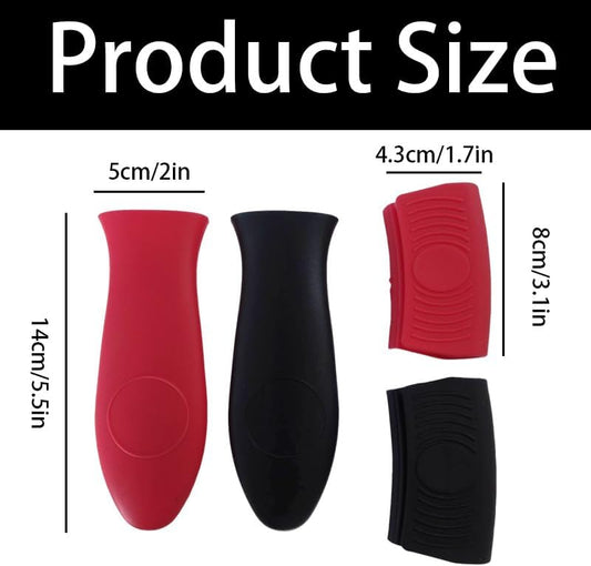 4-Pack Silicone Hot Handle Holders, Heat Resistant Pot Handle Covers & Grips with Non-Slip Design for Cast Iron, Metal, Fry Pan Cookware
