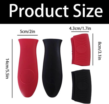 4-Pack Silicone Hot Handle Holders, Heat Resistant Pot Handle Covers & Grips with Non-Slip Design for Cast Iron, Metal, Fry Pan Cookware