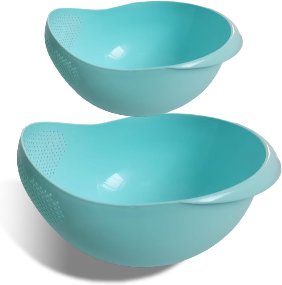 2-in-1 Rice Colander, Vegetable and Fruit Cleaning Filter Basket, 2Piece Sturdy and Easy-To-Use Food Grade Kitchen Tool Accessories (Pink+white, Small)