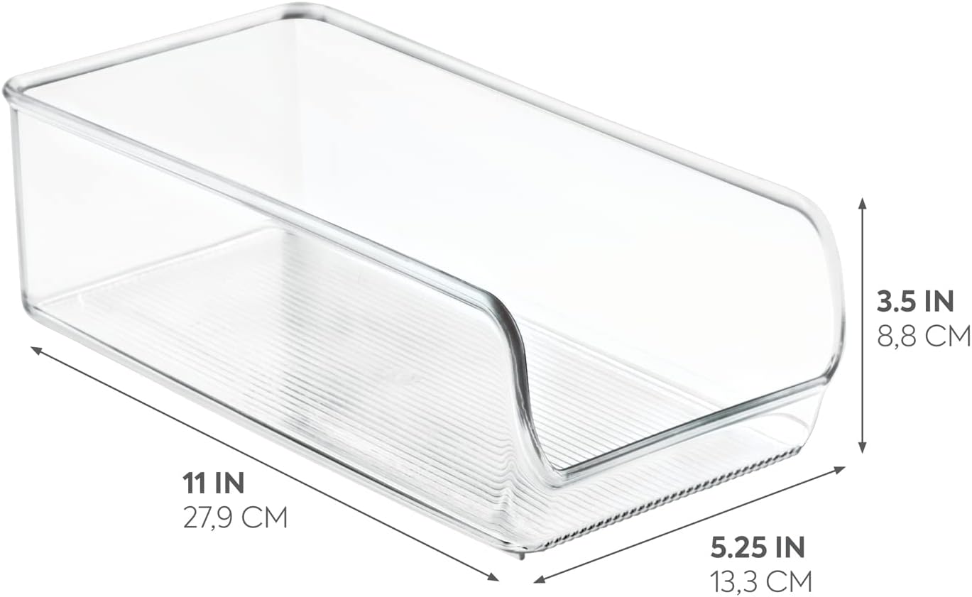iDesign Recycled Plastic Freezer and Refrigerator Organizer Bin, Set of 2, The Linus Collection – 5.25" x 11" x 3.5", Clear