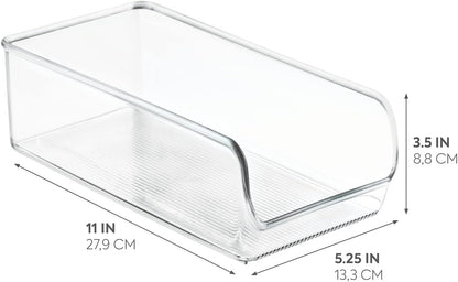 iDesign Recycled Plastic Freezer and Refrigerator Organizer Bin, Set of 2, The Linus Collection – 5.25" x 11" x 3.5", Clear