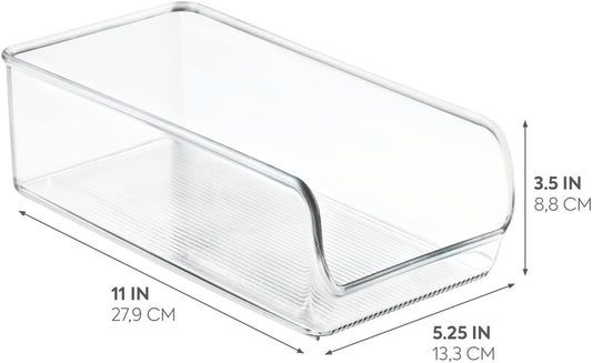 iDesign Recycled Plastic Freezer and Refrigerator Organizer Bin, Set of 2, The Linus Collection – 5.25" x 11" x 3.5", Clear