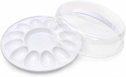 (2) Deviled Egg Carrier with Clear Dome Lid and Handle – Holds 12 Eggs – Reusable Plastic Egg Tray for Transporting, Serving and Storing Easter and Party Appetizers