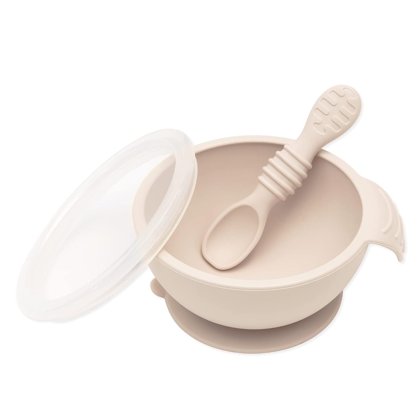 Bumkins Baby Bowl, Silicone Feeding Set with Suction for Baby and Toddler, Includes Spoon and Lid, First Feeding Set, Training Essentials for Baby Led Weaning for Babies 4 Months Up, Sage