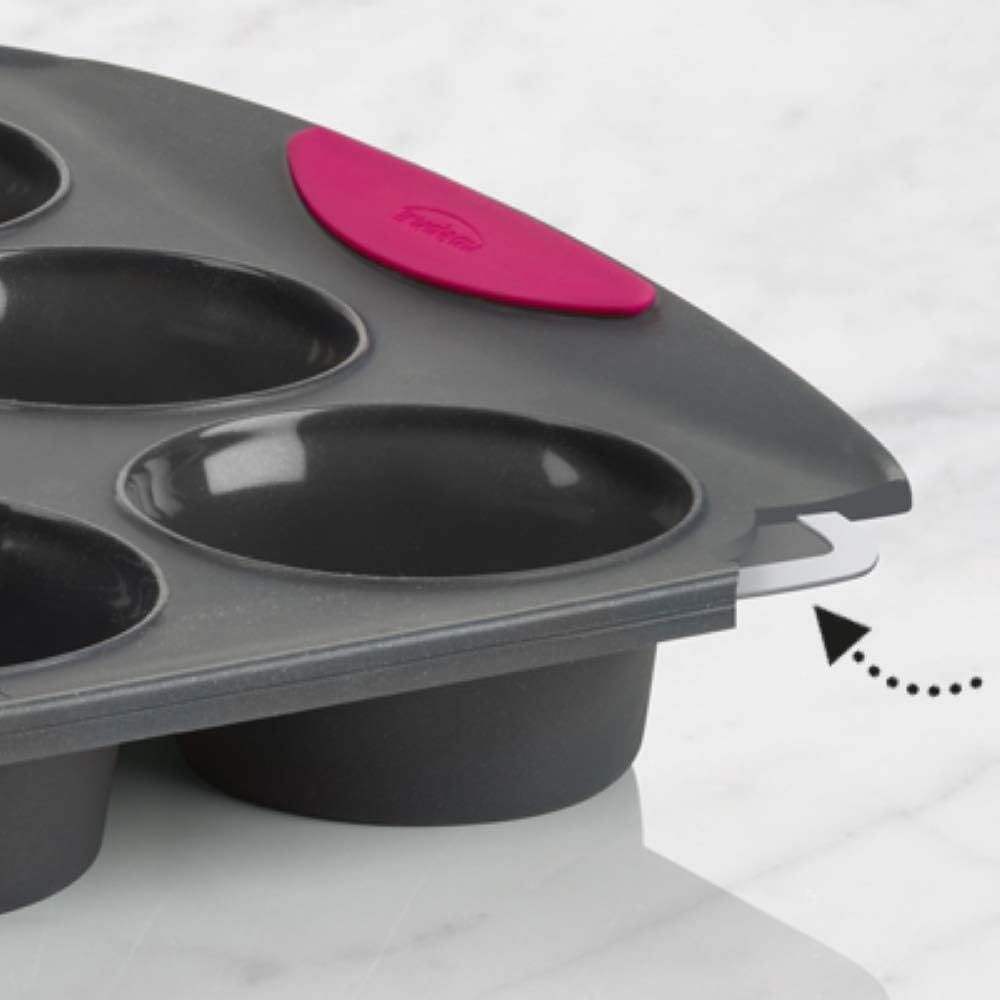 Trudeau Silicone Muffin Pan, 12 Cavities, Fuchsia (Model: 05115197KR)
