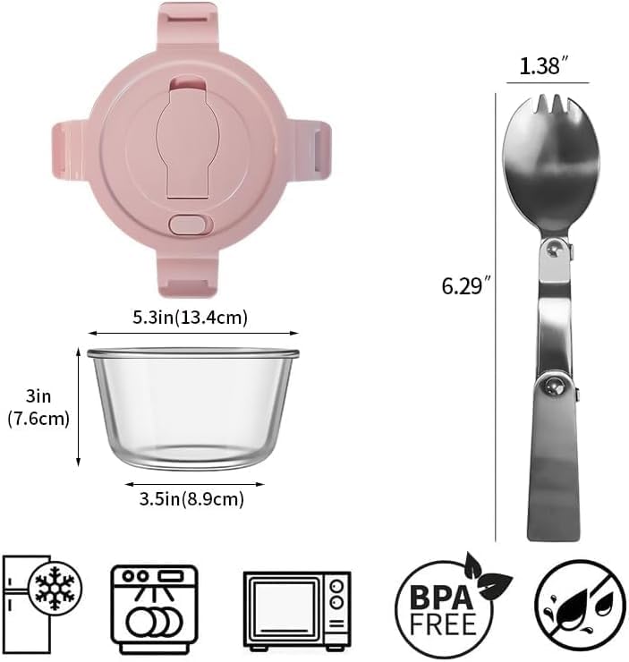 Small Round Glass Food Storage Containers with Lids, 1.5 Cup Round Food Containers set BPA-Free, 12oz Glass Lunch Bowls for Soup Leftover, Microwave, Dishwasher and Freezer Safe (4pack)