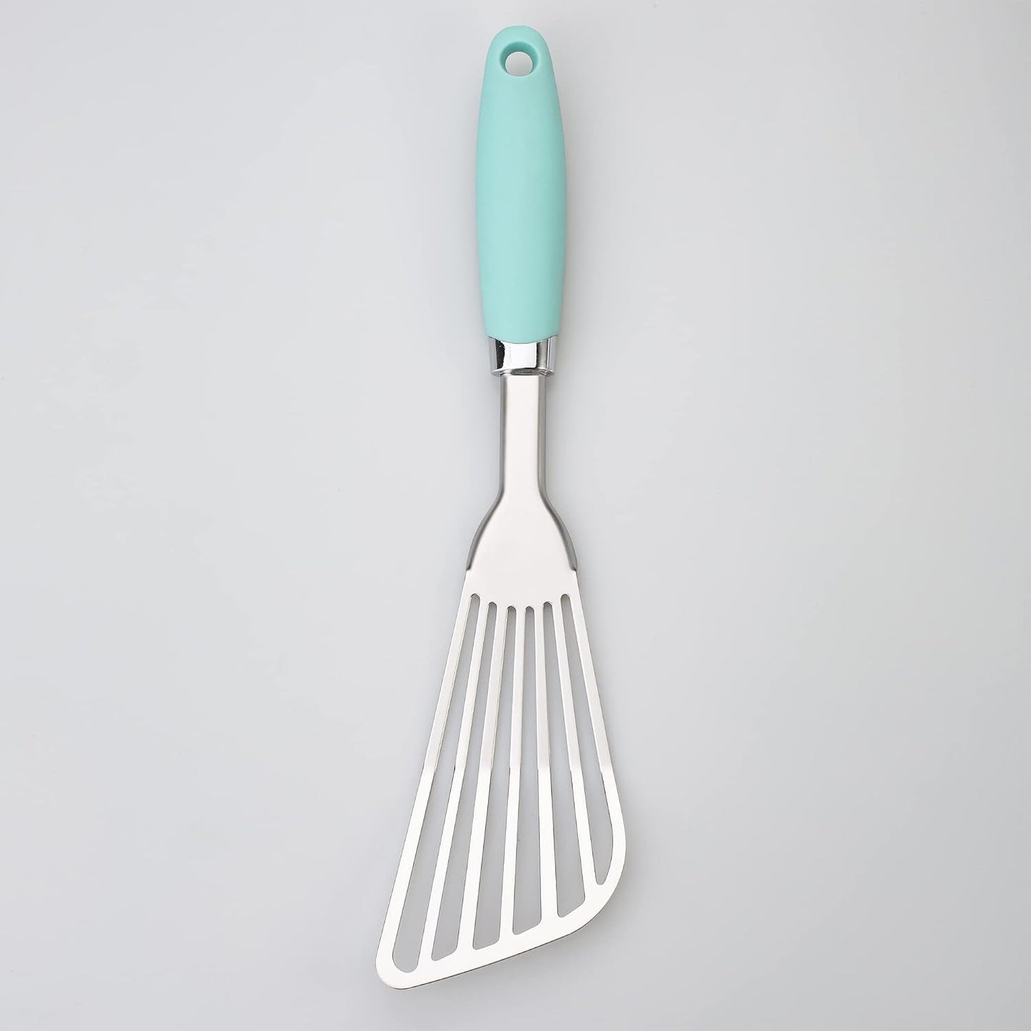 304 Stainless Steel Fish Spatula, Thin Flexible Slotted Fish Turner with Non-Slip Ergonomic Handle, Metal Spatula for Fish, Eggs, Burgers, Cast Iron & Griddle, Black