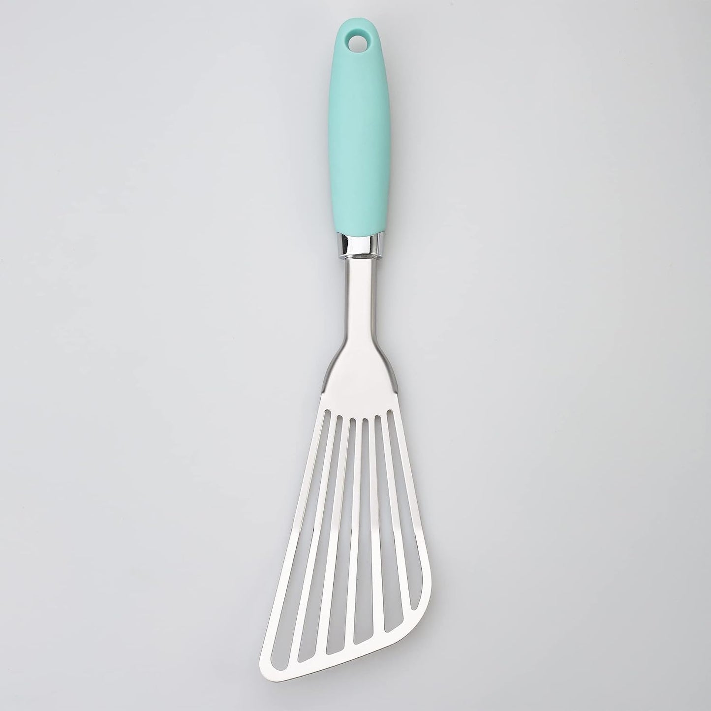 304 Stainless Steel Fish Spatula, Thin Flexible Slotted Turner | Non-Slip Ergonomic Handle, Metal Spatula for Fish, Eggs, Burgers, Cast Iron & Griddle, Black