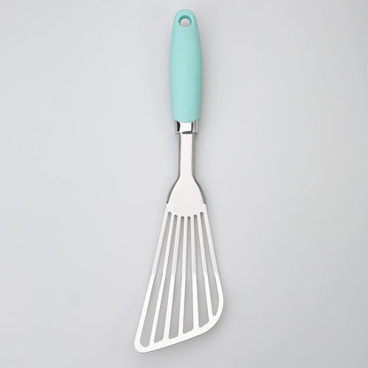 304 Stainless Steel Fish Spatula, Thin Flexible Slotted Turner | Non-Slip Ergonomic Handle, Metal Spatula for Fish, Eggs, Burgers, Cast Iron & Griddle, Black