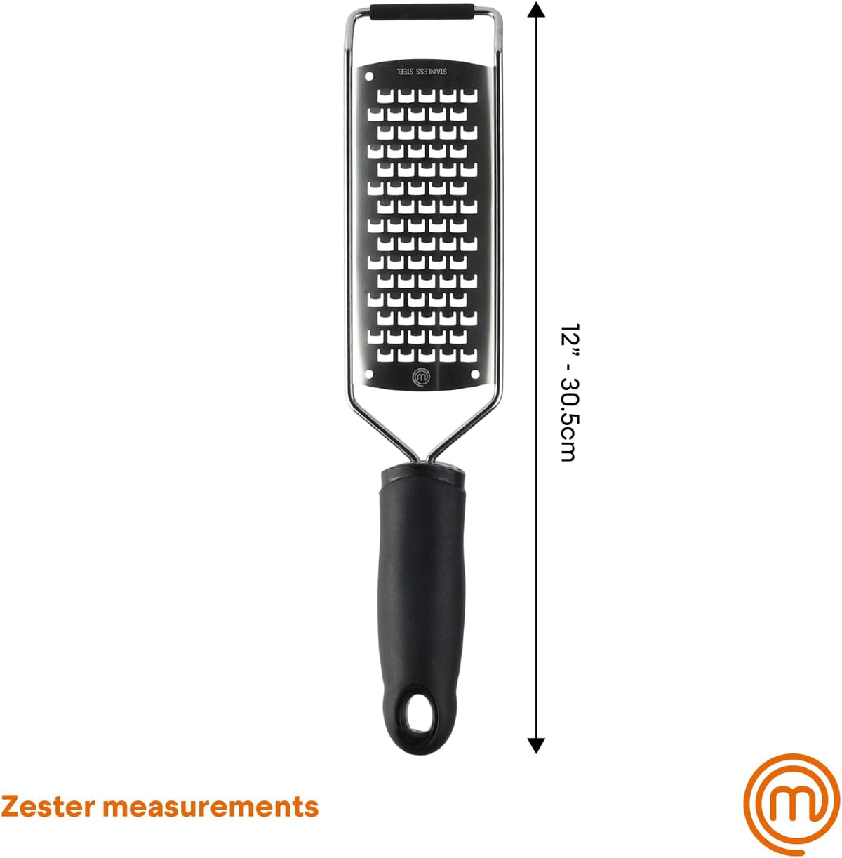 MasterChef Lemon Zester Grater with Handle, Stainless Steel, Non Slip Grip