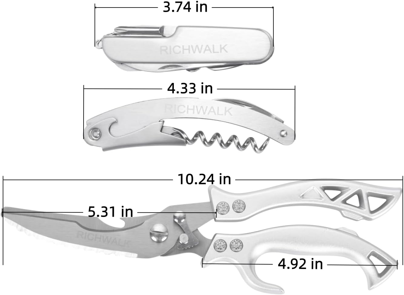 Kitchen Scissors - Heavy Duty Poultry Shears Sharp Cutting Food Chicken Bone Meat Vegetable for Cooking, Multipurpose Stainless Steel Utility Scissors, Safety Lock