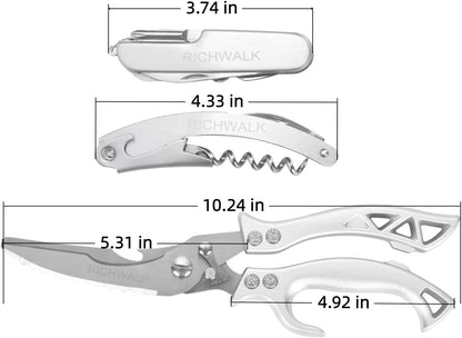 Kitchen Scissors - Heavy Duty Poultry Shears Sharp Cutting Food Chicken Bone Meat Vegetable for Cooking, Multipurpose Stainless Steel Utility Scissors, Safety Lock