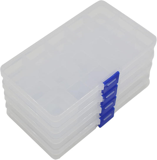 Yansanido 4 Pcs 15 Grids Clear 6.85 Inch X 3.85 Inch Adjustable Small Removable Clear Plastic Jewelry Organizer Divider Storage Box Jewelry Earring Tool Containers