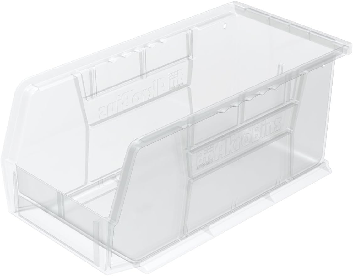 Akro-Mils 30230 AkroBins Plastic Storage Bins, Space-Saving Stackable Bins for Garage, Pantry, Craft Organization, 10.5 "L x 5.5 "W x 5"H, Blue, 12-Pack