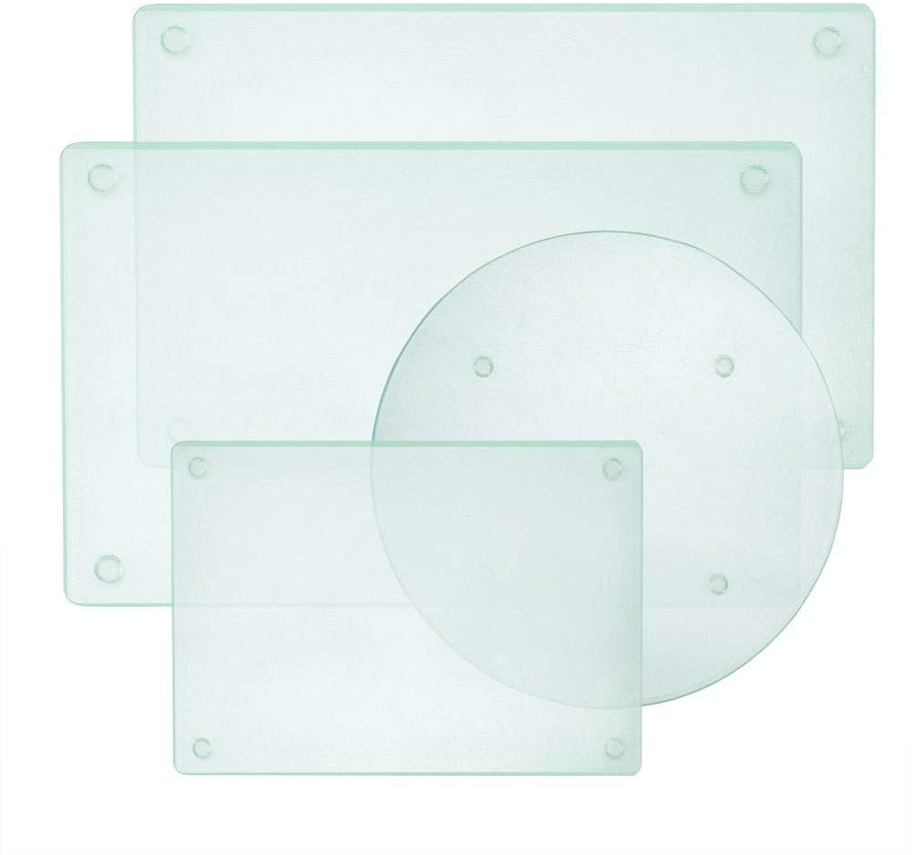 Murrey Home Glass Cutting Board Set for Kitchen Counter, Tempered Glass Chopping Boards Dishwasher Safe, Small Clear Countertop Tray, 16"x12"x2PC