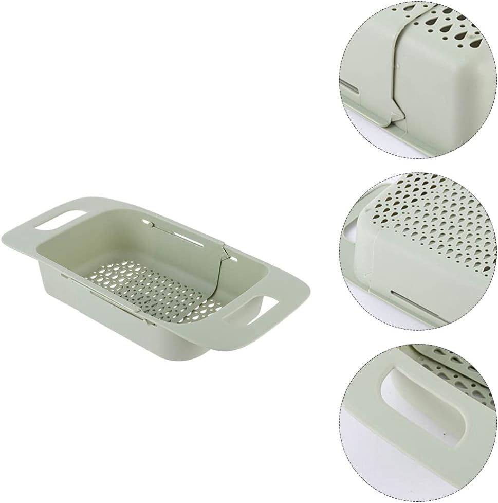 Cabilock Extendable Over The Sink Colander Fruits and Vegetables Drain Basket Expandable Dish Drying Rack Adjustable Trainer Sink Washing Basket for Kitchen