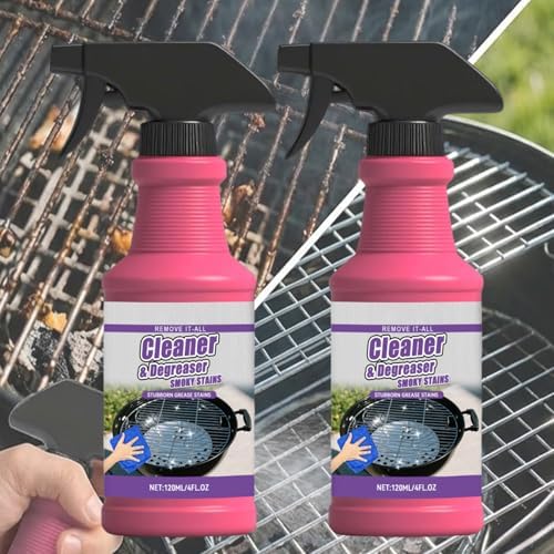 Remove It All Cleaner And Degreaser,Heavy Duty Grill Degreaser,Fast-Acting Heavy-Duty Grill Degreaser Spray,Bbq Grill Cleaner,Grill Cleaner For Outdoor Grills,For Burnt Food & Grease (2PC)