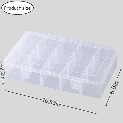 3pcs Clear Storage Small Parts Organizer Box Storage Bin With Dividers Multi Compartment for Beads Art DIY Tackle Box Organizer (10 - compartment in length)