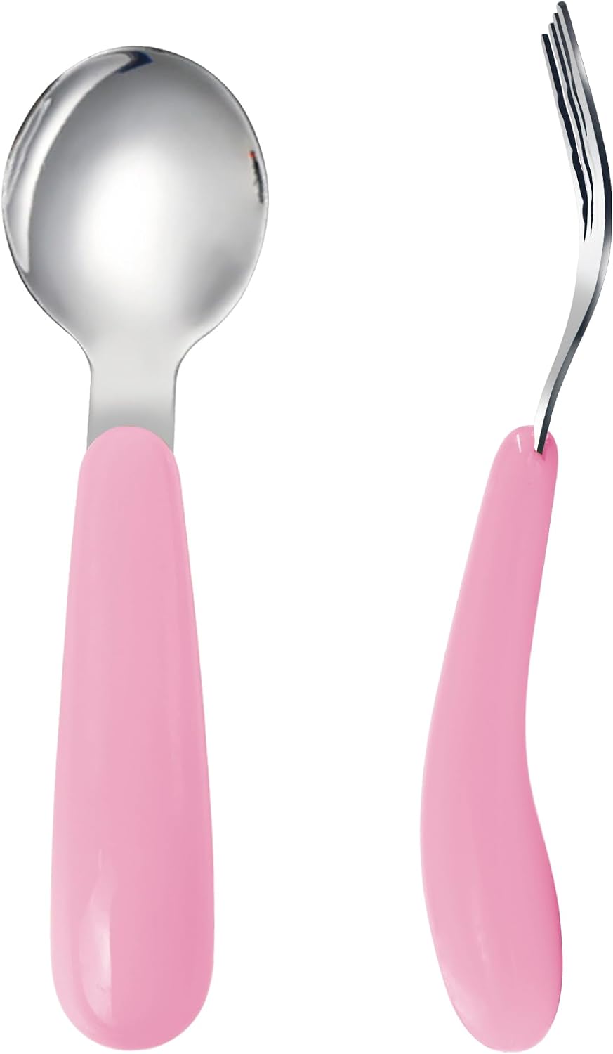 VANRA 2 Pieces Toddler Fork and Spoon Set with Travel Case 18/8 Stainless Steel Toddler Utensils Kids Silverware Children Flatware Child Cutlery Set for School Lunch Box (Blue)
