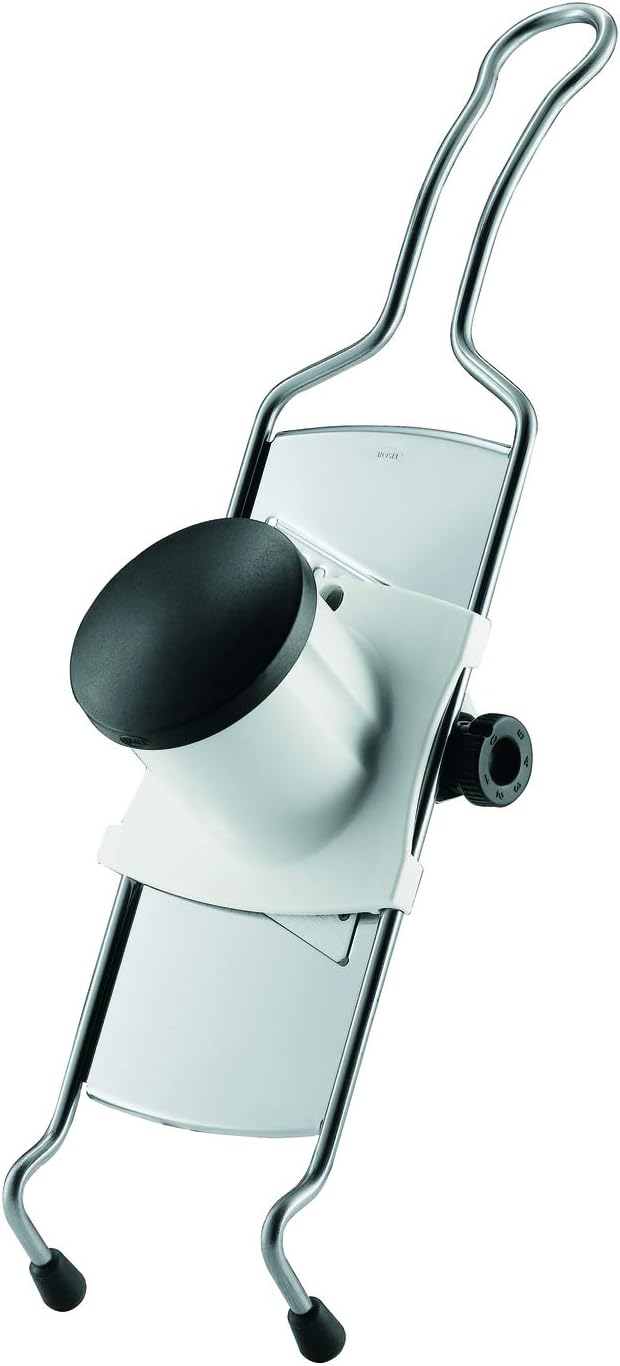 Rosle 95028 Stainless Steel Adjustable Gourmet Food Slicer Hand-Held Mandoline With Hand Guard