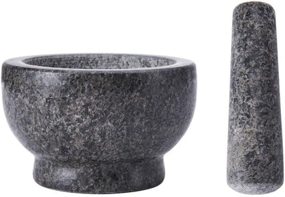 Farberware Small Granite Mortar and Pestle Set - Durable Stone Bowl for Grinding Spices, Herbs, and Garlic Powder - Oversize Handle for Easy Grip - Perfect for Guacamole and Kitchen Prep
